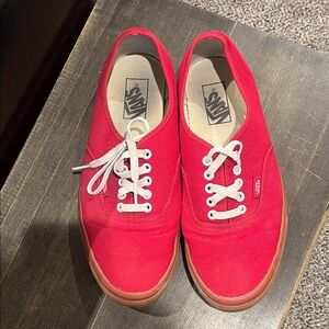 Vans Bright Red Canvas Low-Top Sneakers with White Laces